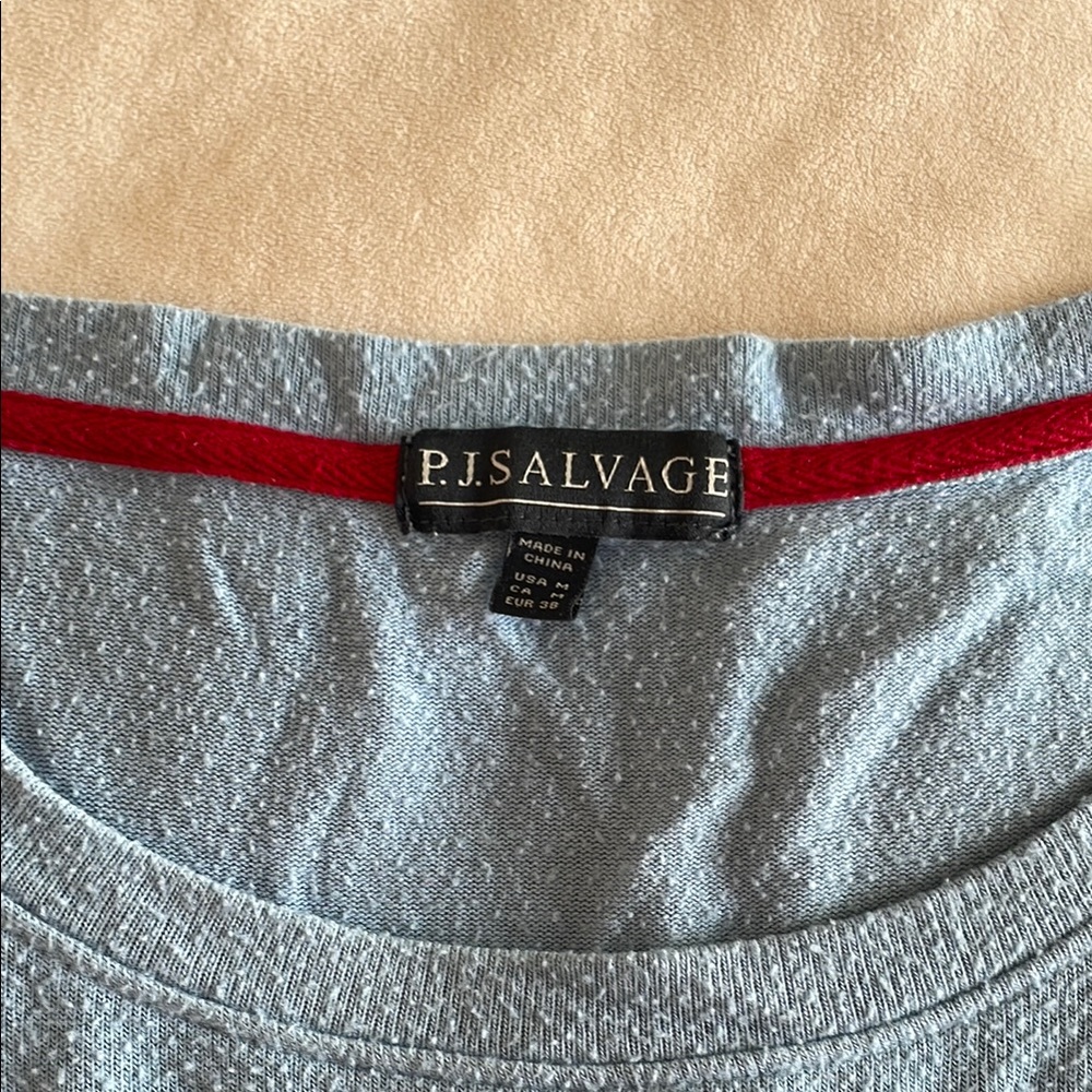 PJ Salvage Blue and White Pajama Set Soft and Relaxed Fit Top-M Bottoms - L - Picture 7 of 10